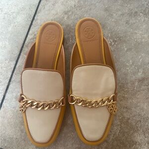Tory Burch Cream and Tan Women's Loafers mini Benton goldfinch